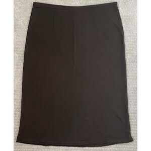 Loft Ann Taylor M Brown Pull On Small Ruffle Skirt Strechy Office Wear Preppy
